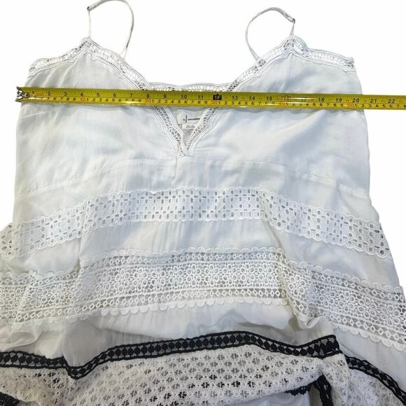 By Anthropologie Whimsigoth Boho Tiered Maxi Dress Contrast Crochet Lace SZ L - Picture 14 of 16